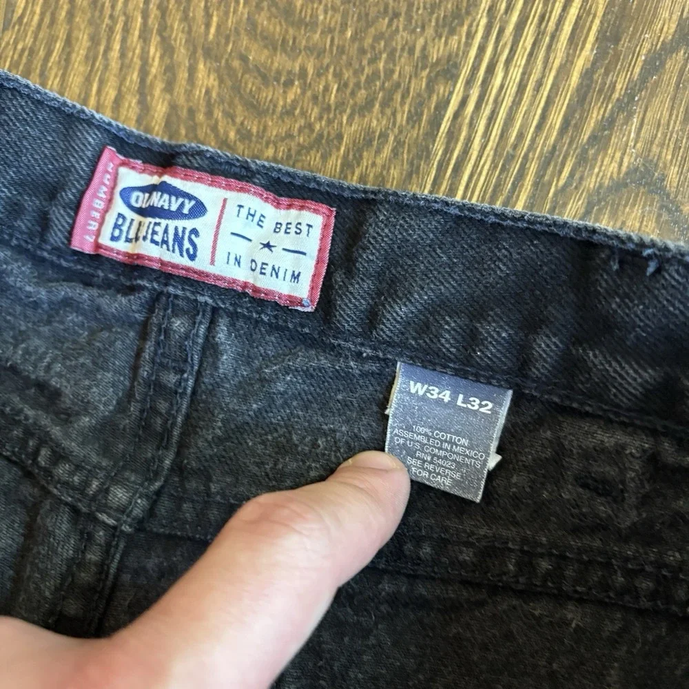 Vintage 2000s Old Navy Blue Jeans Men's 32x32 Black Denim Straight Fit Baggy Y2K